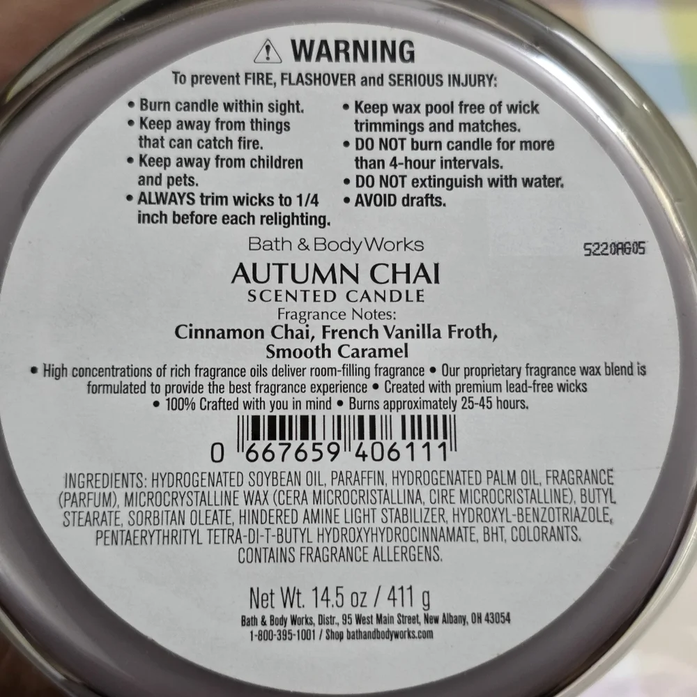 Bath & Body Works Autumn Chai Candle 3-Wick Candle NEW RARE / Safe Shipping